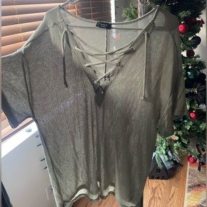 Mesh shirt with drawstring front